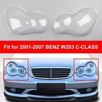 Пластиковая крышка линзы фары Левая + Правая для 2001-2007 Benz W203 C-Class