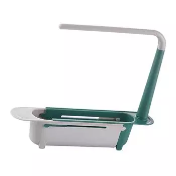 Пластиковая кухонная полка для мойки, регулируемая телескопическая сушилка для слива, щетка для уборки дома, держатель для швабры и губки, аксессуары синий