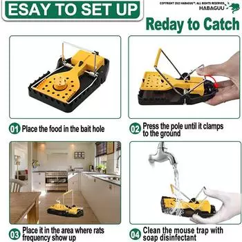 Пластиковая ловушка для мышей, ловушка для крыс, быстрый эффективный сейф для складской садовой кухни One Size чёрный