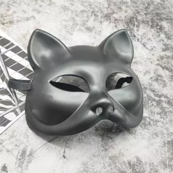 Пластиковая маска для кошки на половину лица, реквизит для костюма на Хэллоуин, креативная маска для косплея для женщин чёрный