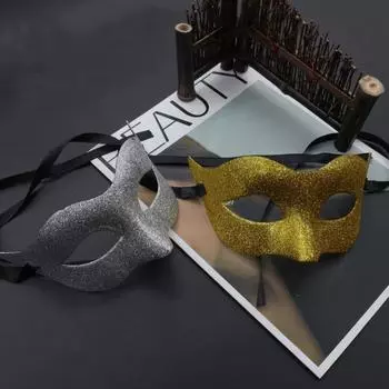 Пластиковая маскарадная маска на половину лица, реквизит для косплея, маски на Хэллоуин, блестящая маска в стиле ретро для вечеринки