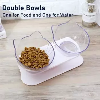 Пластиковая миска для домашних животных, противоскользящая миска для кошек с кронштейном, защита шеи для кошек, кормушка для еды и воды, 2 в 1, креативные товары для домашних животных