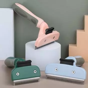 Пластиковая многофункциональная щетка для удаления шерсти у собак, расческа для триммера для домашних животных, массажная расческа для щенков L синий