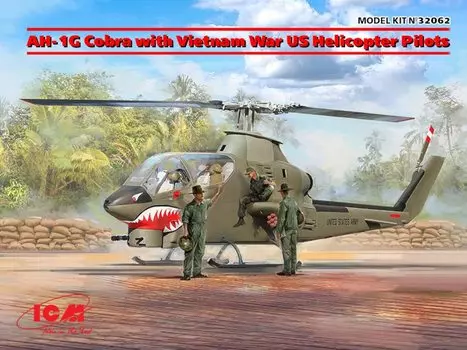 Пластиковая модель американского вертолета-пилота ICM US Army Cobra War 32062 1/32 AH-1G с Вьетнамом