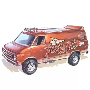 Пластиковая модель AMT 1975 Chevy Custom Van Foxy Box AMT1265, цвет литья 1/25