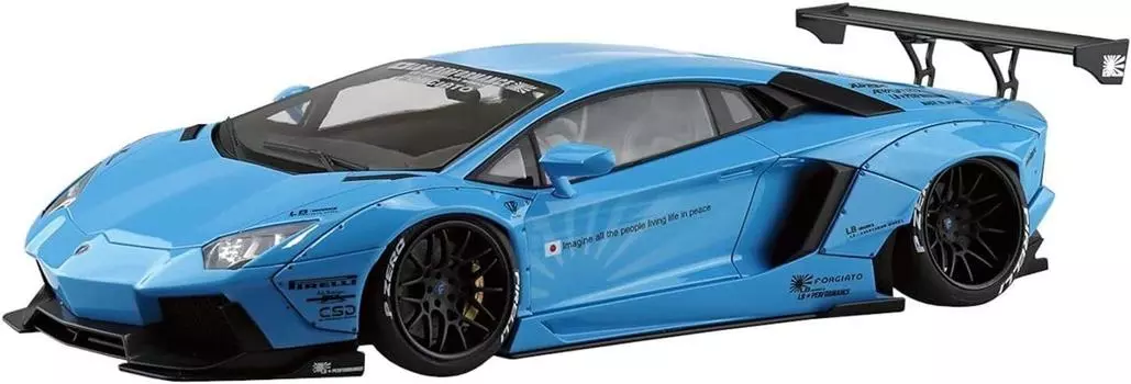 Пластиковая модель AOSHIMA Liberty Walk Series LB Works Lamborghini Aventador Sky Blue 1/24 No.17 Ver.1