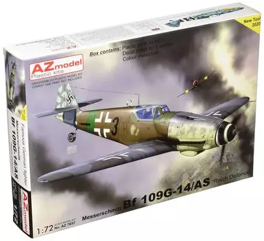 Пластиковая модель AZM7657 1/72 Bf109G-14/AS для ПВО материка Люфтваффе Мессершмитт
