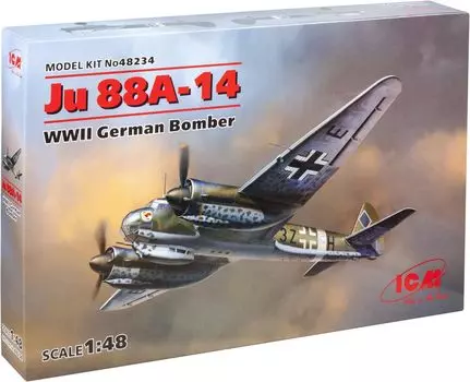 Пластиковая модель бомбардировщика Люфтваффе Юнкерс 1/48 Ju88A-14 48234