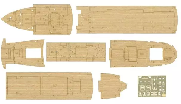Пластиковая модель деревянной палубы Hasegawa Japan Hikawamaru, детали QG51 1/350