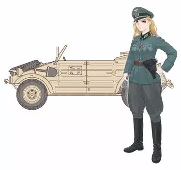 Пластиковая модель Fine Mold Rekiso Wotome Series Laura Type 82 HC5 1/35 с Kubelwagen