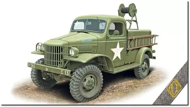Пластиковая модель грузовика Ace American WC43T с телефонной станцией UA72593 1/72 (Т215) 4-х колесный (боевая машина)