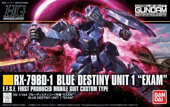Пластиковая модель HGUC Mobile Suit Gundam Gaiden Sengen no Blue Destiny Unit 01 в масштабе EXAM 1/144 с цветовой кодировкой