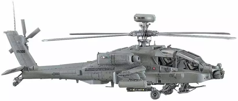 Пластиковая модель лука Apache Longbow армии США Hasegawa PT23 1/48 AH-64D серый