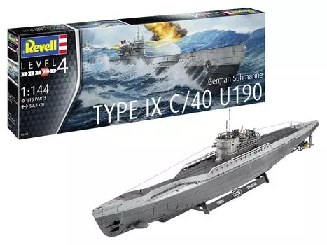 Пластиковая модель немецкой подводной лодки Revell Type IX, набор для сборки 05167 1/144 C/40