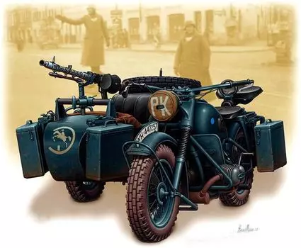 Пластиковая модель немецкой военной коляски Master Box MB35028 1/35 BMW-R75