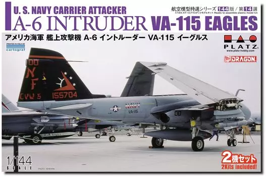 Пластиковая модель палубного ударного самолета ВМС США Platts Intruder Eagles 1/144 A-6 VA-115 AE144-14
