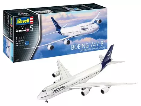 Пластиковая модель пассажирского самолета немецкого уровня Lufthansa New Livery 03891 1/144 B747-8a