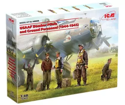 Пластиковая модель пилота бомбардировщика наземной команды ICM USAAF 48088 1/48 и (1944-1945)