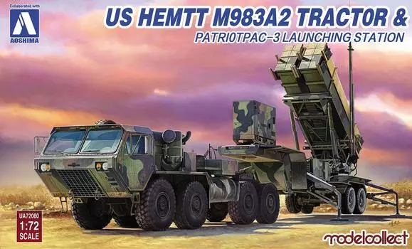 Пластиковая модель пусковой установки Aoshima Bunka Kyozai US Army HEMTT M983 Patriot PAC3 UA72080 1/72 и