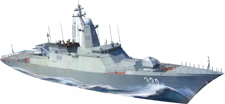 Пластиковая модель российского фрегата проекта 20380 ТАКОМ позднего типа TKO6013 1/350