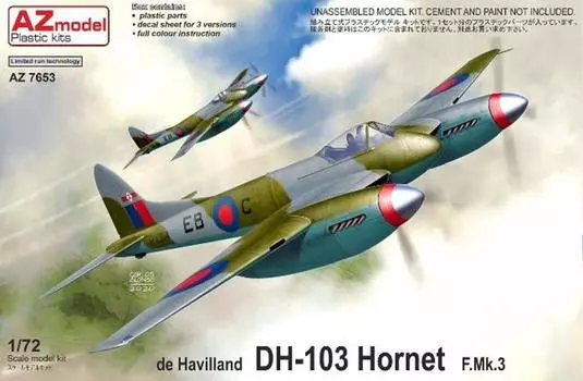 Пластиковая модель самолета AZM7653 1/72 DH-103 F.Mk.3 Королевских ВВС de Havilland Hornet