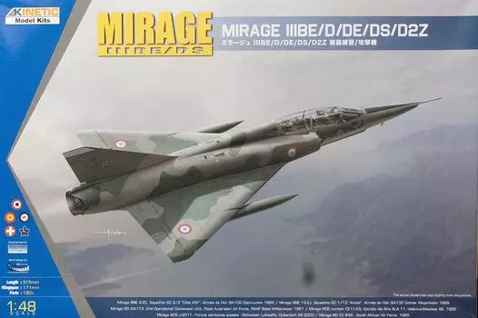 Пластиковая модель самолета Kinetic Mirage 3 KNE48054 1/48 BE/D/DE/DS/D2Z, двухместный учебный/атакующий