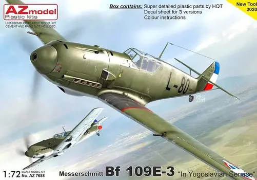 Пластиковая модель самолета Мессершмитт ВВС Югославии AZM7688 1/72 Bf109E-3