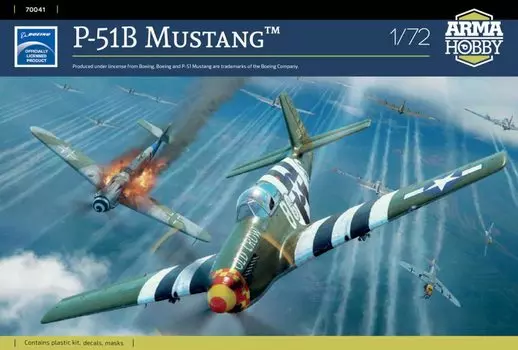 Пластиковая модель самолета ВВС США Mustang от Alma Hobby ADL70041, литая, цветная, 1/72 P-51B