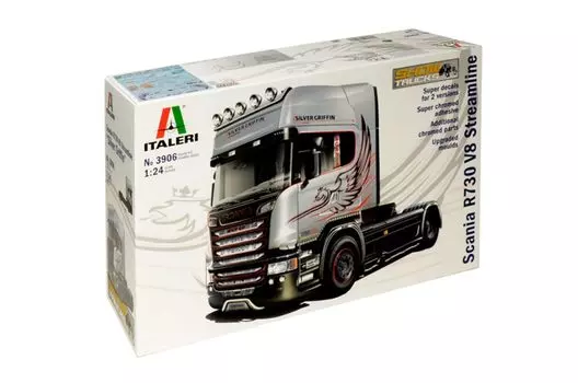 Пластиковая модель тягача PLATZ Italeri Scania R730 Streamline 4x2 Silver Griffon IT3906 1/24 (Машина)