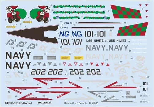 Пластиковая наклейка на модель Eduard Grumman Tomcat EDUD48105 1/48 F-14A (для Тамии)