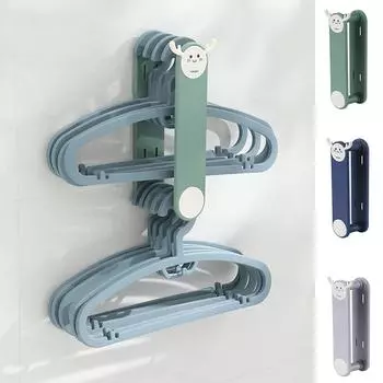 Пластиковая настенная полка для хранения одежды, вешалка для одежды с изображением мультфильмов, органайзер для одежды для дома серый