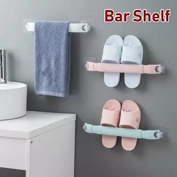 Пластиковый самоклеющийся телескопический держатель для полотенец белый