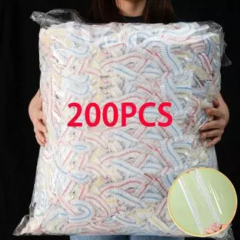 Пластиковая одноразовая крышка для еды, цветная эластичная пленка, крышки для еды, сохраняющие свежесть, кухонные нейлоновые упаковочные пакеты, сумка для хранения 100PC