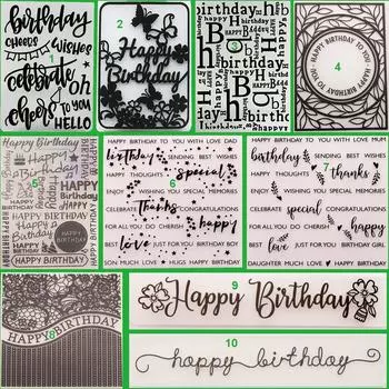 Пластиковая папка с тиснением «С Днем Рождения» для скрапбукинга «сделай сам», фотоальбом, декор для карт, художественный шаблон, подарок для торта, подарок No.9-Happy Birthday Flower