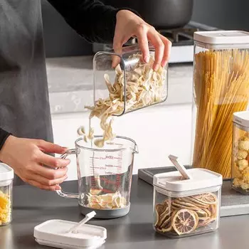 Пластиковая пищевая канистра с замком-крышкой для хранения зерна Прозрачная коробка для хранения Контейнеры для хранения продуктов Герметичные банки Бак для хранения