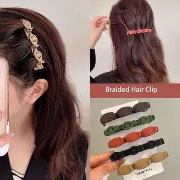 Пластиковая плетеная заколка для волос Боковые заколки Заколка для челки Простая заколка-уточка Ежедневно E