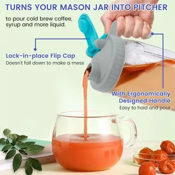 Пластиковая плоская крышка с ручкой и откидной крышкой с широкой горловиной, герметичная крышка для хранения напитков, многоцелевой бирюзовый цвет One Size