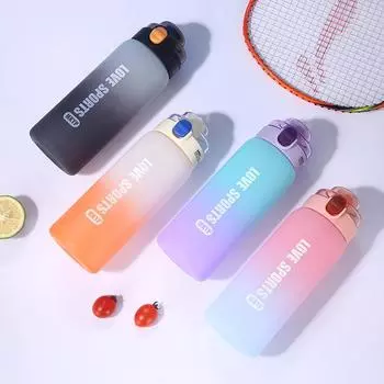 Пластиковая портативная спортивная бутылка-стакан, градиентная двойная соломенная кружка для питья, мужская и женская, красивая, устойчивая к падениям бутылка для воды 850ML