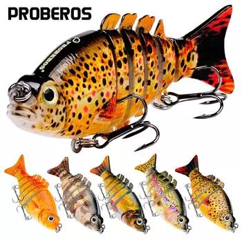 Пластиковая приманка, 9 см, 11 г, 6 секций, 5 цветов, многосекционная приманка для рыбы, пресноводный окунь All Eat Bionic Lure Bait HS003