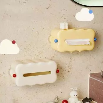 Пластиковая присоска для салфеток, настенный ящик для хранения бумаги без дырокола, большая вместимость, коробка для хранения салфеток, ванная комната жёлтый