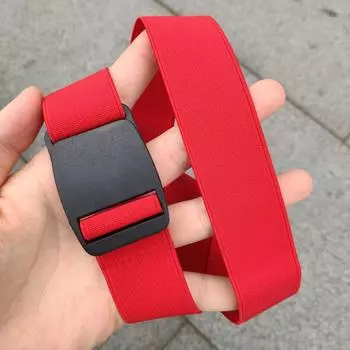 Пластиковая пряжка регулируемый эластичный ремень для мужчин и женщин, пояс для брюк, эластичная талия для простого украшения 55-85CM Adjustment красный