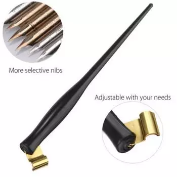 Пластиковая ручка для английской каллиграфии, держатель для пера со съемным металлическим фланцем, черный DK