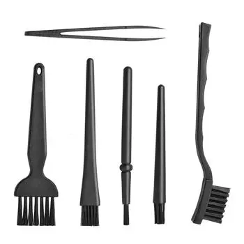 Пластиковая ручка для ноутбука для клавиатуры 6 в 1 компьютерные чистящие средства для клавиатуры комплект щеток антистатический чёрный