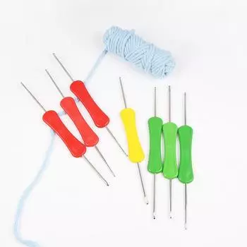 Пластиковая ручка, ткацкие инструменты, игла для свитера, сделай сам, 10 шт., двуглавая игла для вязания крючком 1.0-1.9