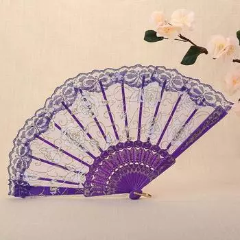 Пластиковая ручка женский кружевной веер для рук прозрачный танцевальный веер украшение для дома испанский веер лето розы красного