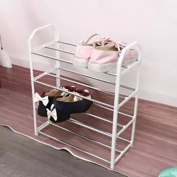 Пластиковая сборная полка для обуви трапециевидная сборная обувная полка многофункциональная 4-х уровневая обувная тумба для дома чёрный