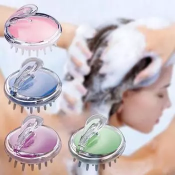 Пластиковая щетка для душа для тела, ручная расческа для мытья волос, массажная щетка для кожи головы, массаж кожи головы фиолетовый