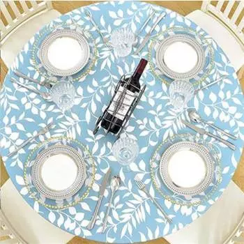 Пластиковая скатерть с эластичной лентой из ПВХ, деревянная, маслостойкая, флисовая, круглая, водонепроницаемая, утолщенная, прозрачная, с принтом 95-112cm