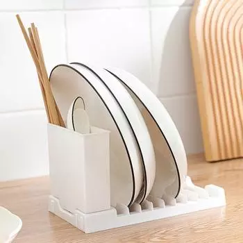 Пластиковая складная сушилка для посуды, вместительный держатель для столовых приборов, миска для сушки посуды и палочки для еды чёрный