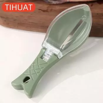 Пластиковая скребок для рыбьей чешуи Щетка для чистки рыбьей чешуи Щетка для чистки рыбьей чешуи Рыбный нож Удаление Терки Овощечистка Скребок для чистки рыбы зелёный